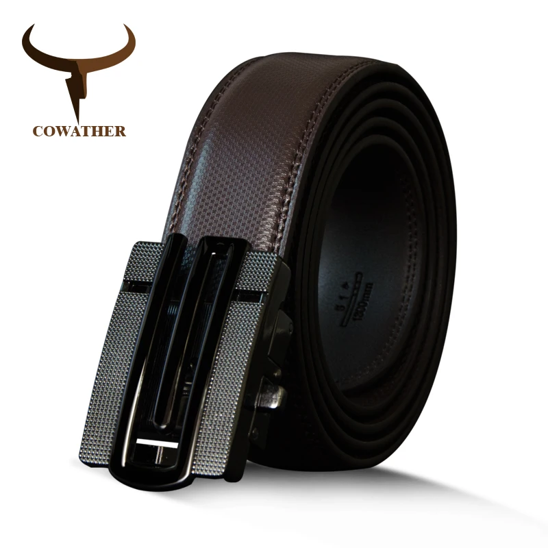 

COWATHER Top Quality Men Belt Cow Genuine Leather Automatic Buckle Male Strap Cowhide Fashion Belt For Men Metal Buckle Strap
