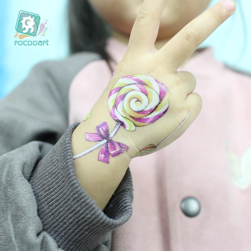 Rocooart мультфильм конфеты татуировки для детей замок поддельные Icecream временный