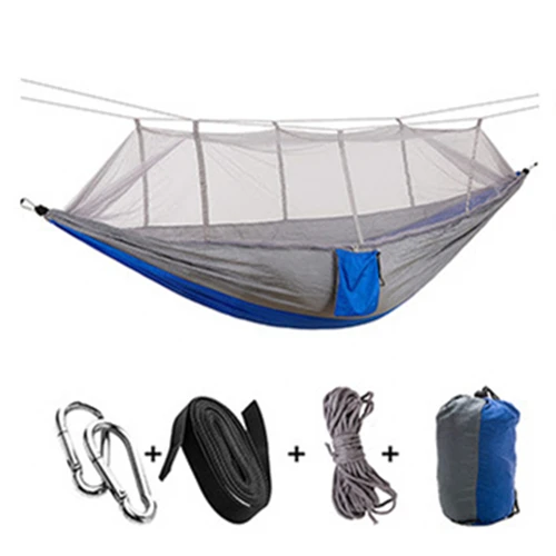 grey blue VILEAD 260*140 см походный гамак с москитом портативный стабильный высокопрочный каванский подвесной спальный походный кемпинг кроватка - Цвет: grey blue