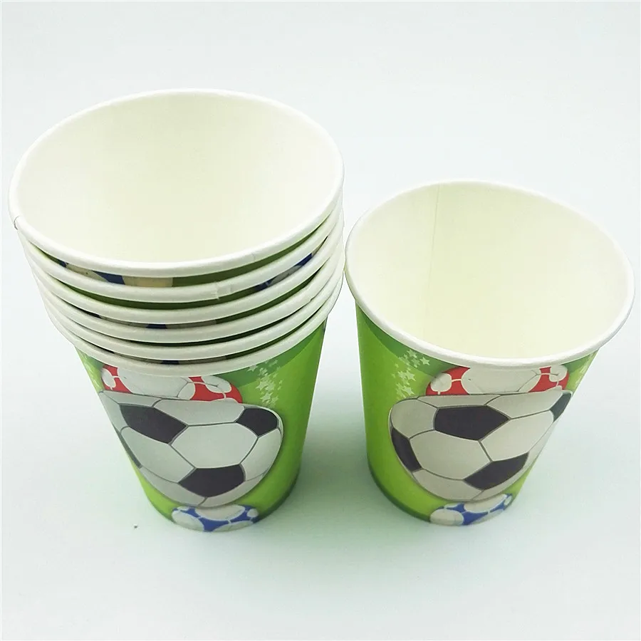 6 шт./компл. футбол чашки дети день рождения поставки baby shower paper glass счастливая Свадебная вечеринка футбол посуда бокалы