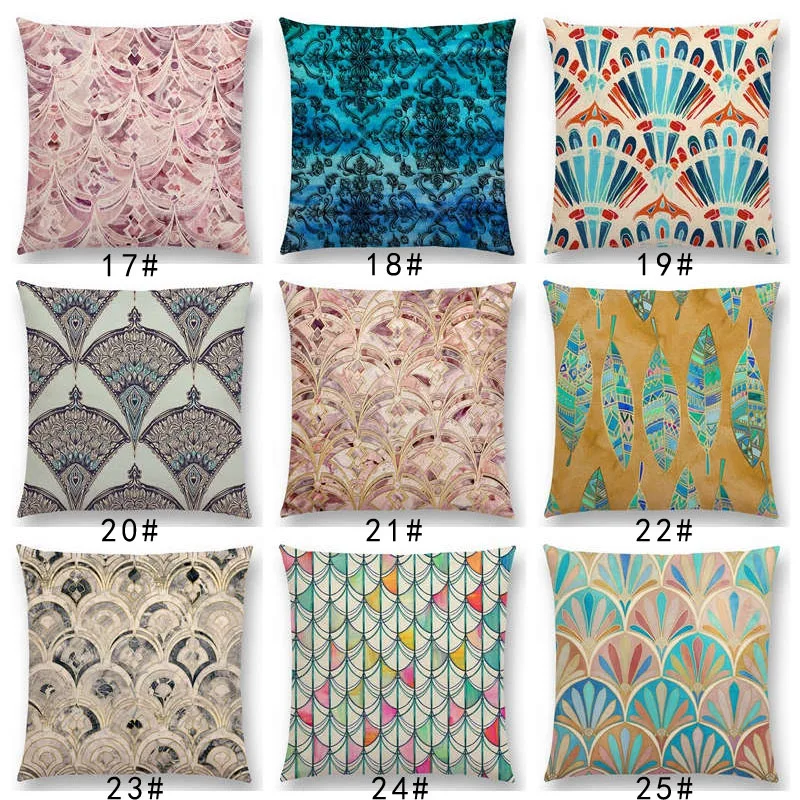 Новая декоративная подушка в средиземноморском стиле с лотосом акварелью