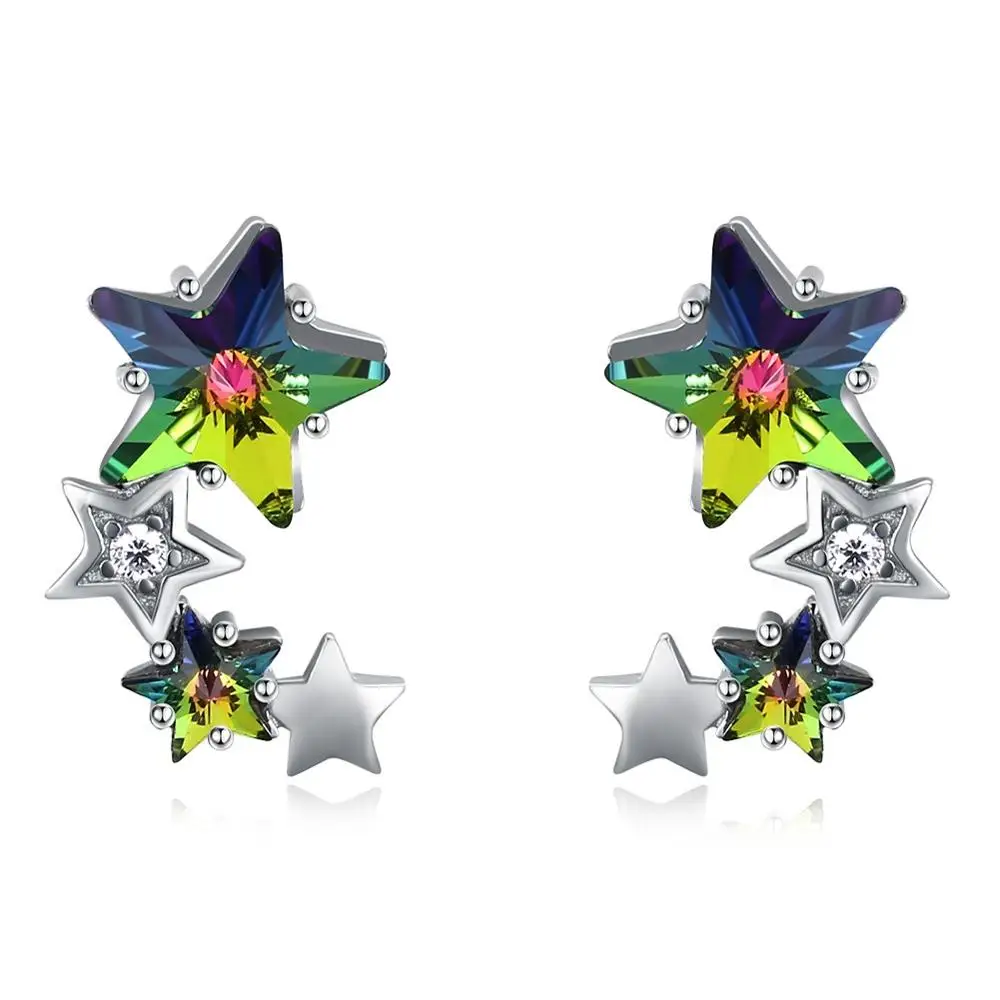 Серьги-капли LEKANI с кристаллами Swarovski, 925, высококлассные серьги-капли с кристаллами, пентаграмма, хорошее ювелирное изделие, простые подарочные серьги - Цвет камня: YHE0024B-MU