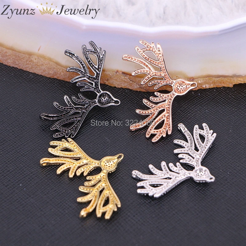 5PCS ZYZ174-8899 Hot Sale Design Micro Pave CZ Deer Antler Pendant Christmas Jewelry | Украшения и аксессуары