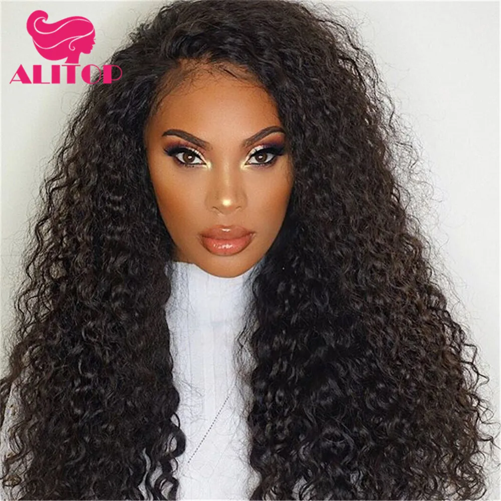 ALITOP волосы курчавые кучерявые парики для женщин полный шнурок передние