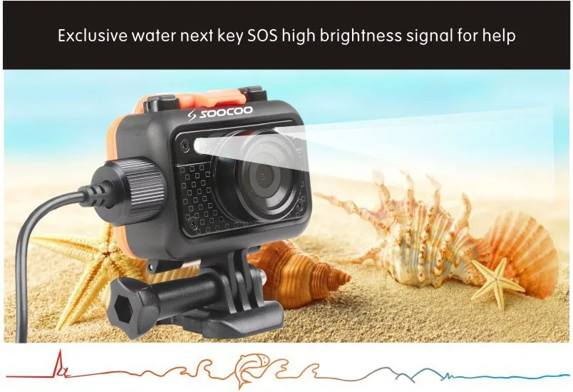Оригинальная водонепроницаемая Спортивная Экшн-камера Soocoo S60 Wi-Fi 1080P Full HD с дистанционным управлением+ дополнительная батарея 1 шт