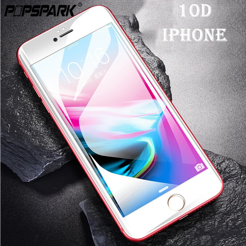 Защитное стекло стекло на айфон 7 10D закаленное стекло для iPhone 7 8 6 Plus защита экрана полное покрытие Защитное стекло для iPhone X XR XS Max 6 6s 7 защитное