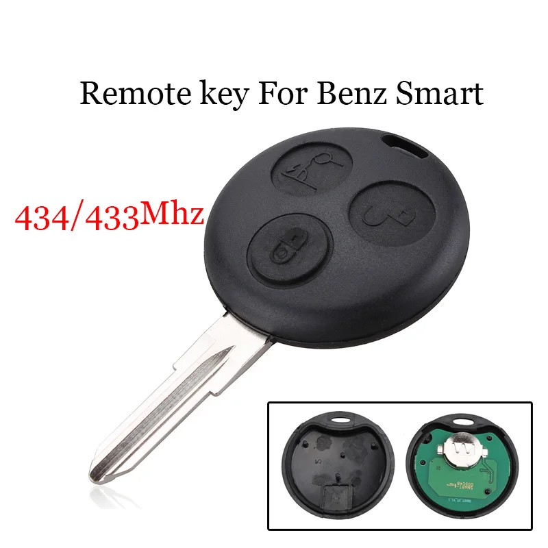 3 кнопки дистанционного ключа автомобиля для Mercedes Benz Smart Fortwo 450 Forfour Roadster Chiave 433/434Mhz