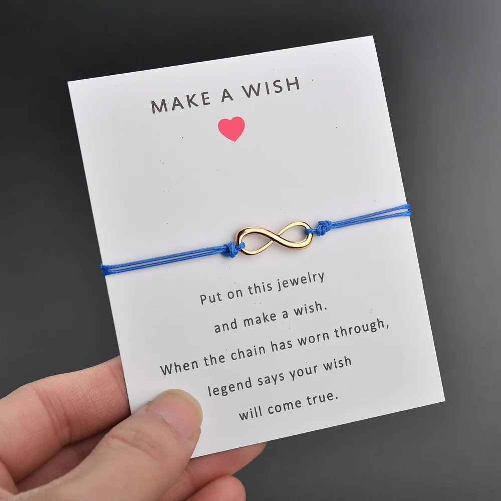 Женский Регулируемый браслет с надписью Make A Wish card простой элегантный 7 видов
