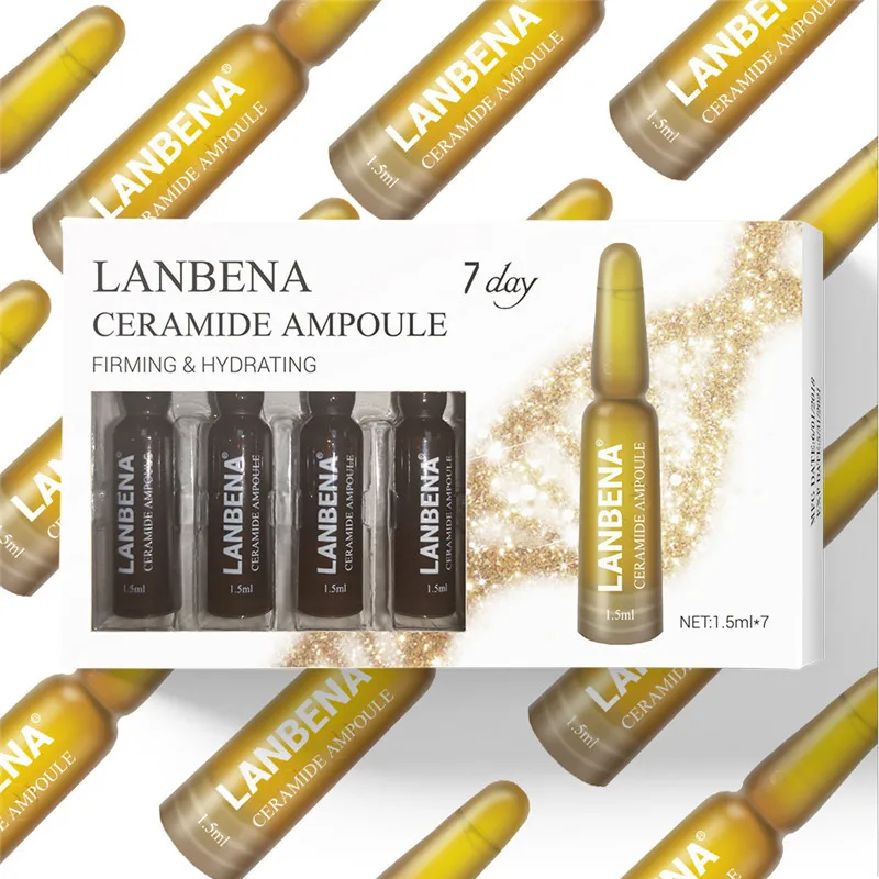 LANBENA ампульная Сыворотка гиалуроновая кислота+ витамин С+ 24 к ретинол золота+ Q10+ керамиды против старения морщин Увлажняющий уход за кожей 7 дней