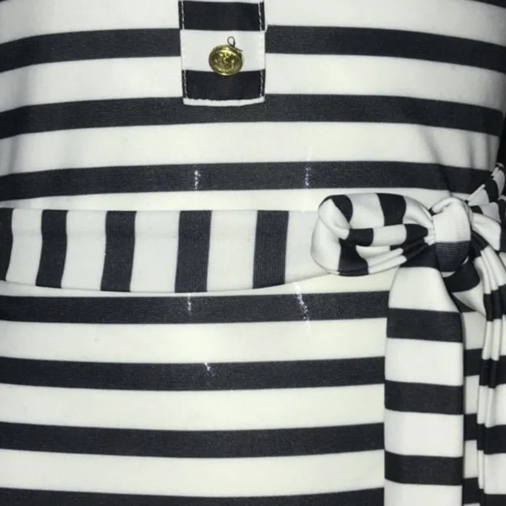 Женское летнее сексуальное платье в черно белую полоску с поясом Модное новое