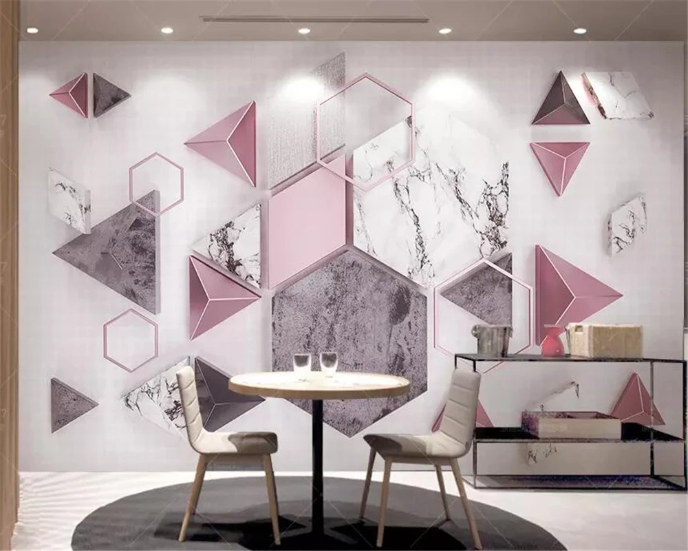 

beibehang Custom large wallpaper simple 3D solid geometric polygon marble texture stitching background wall papers home decor