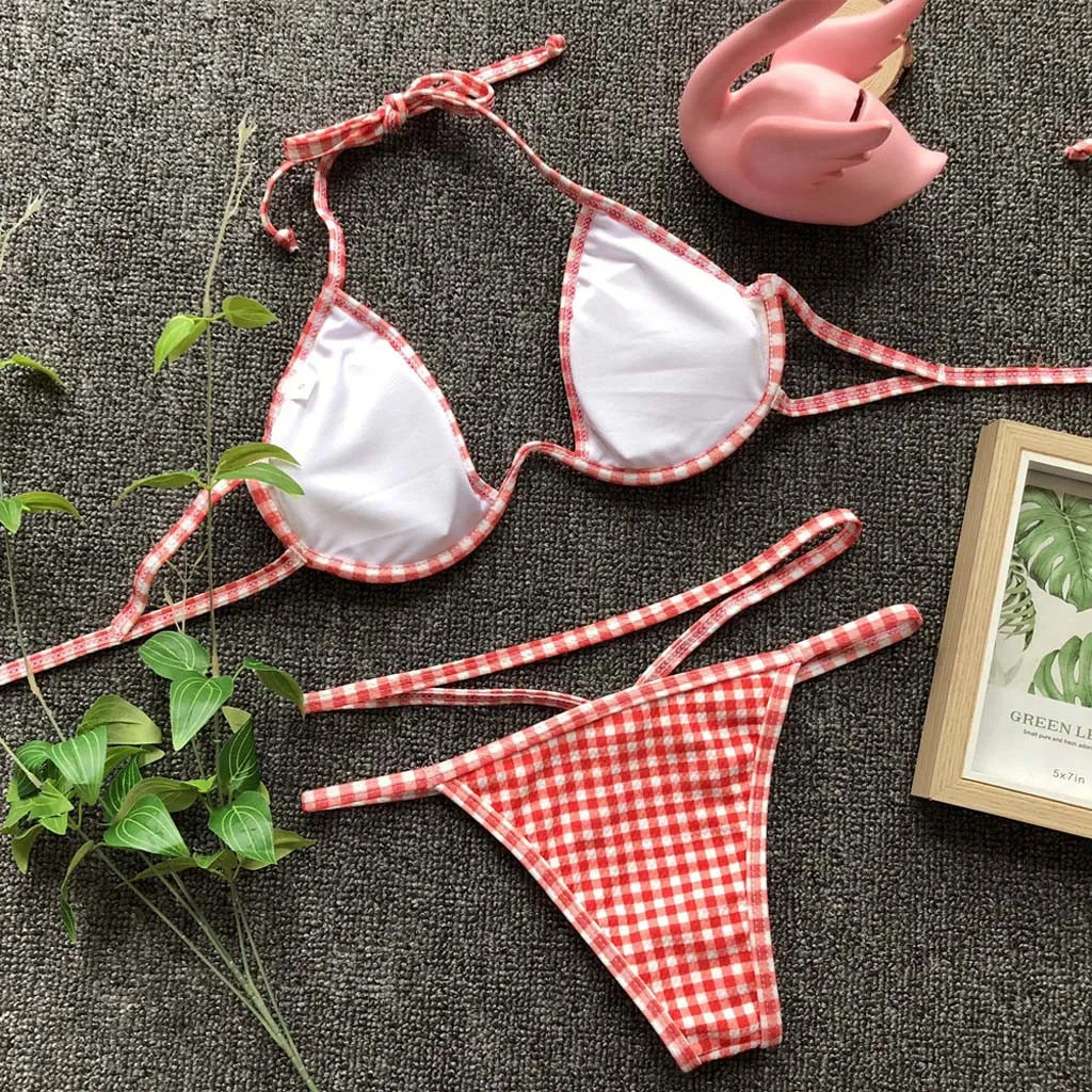 Плед пуш ап бикини Набор Купальники бразильские купальный костюм ленточное 2019