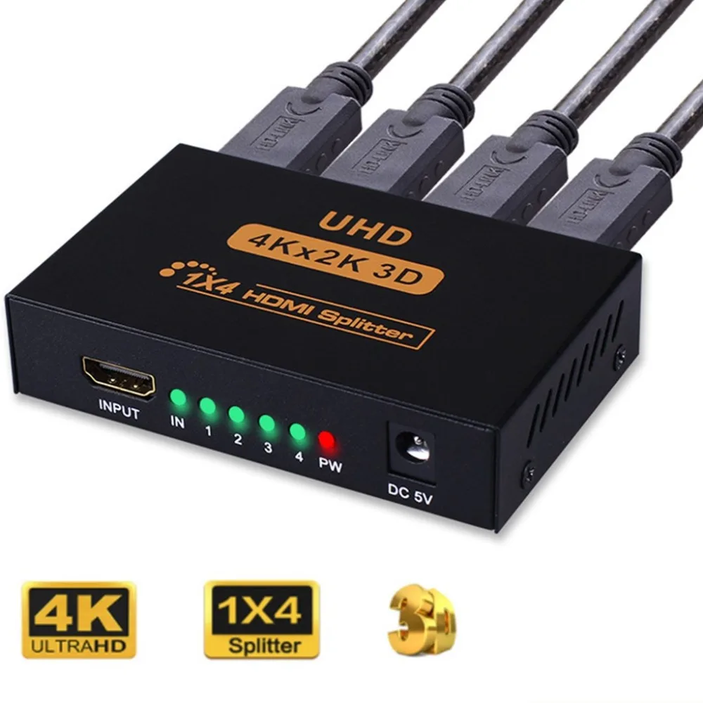 HDMI сплиттер 1 в 4 out one four line 4k HD монитор видео 3D ТВ компьютер дисплей Сплит экран для