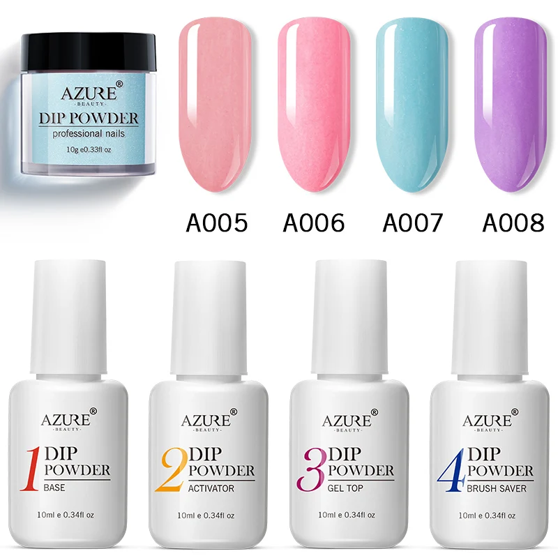 Лазурная красота 8 шт./партия фиолетовая пудра для напыления ногтей блестящая