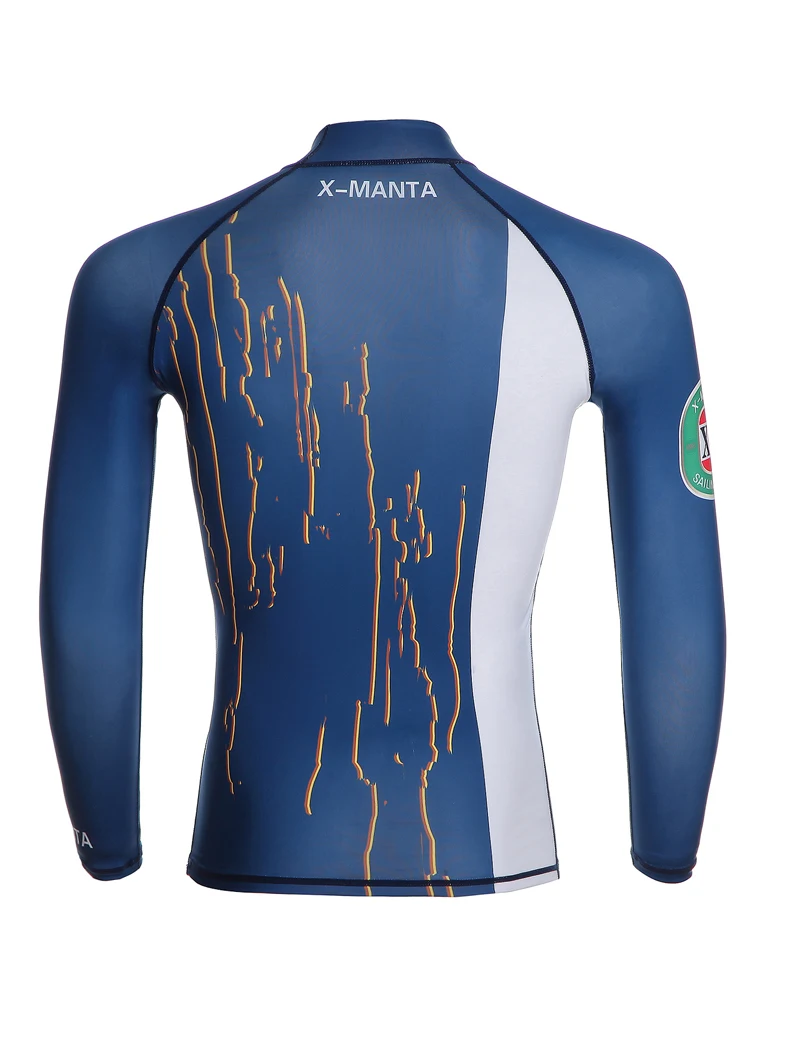 2016 размера плюс S-3XL мужские купальники с длинным рукавом синие рубашки для