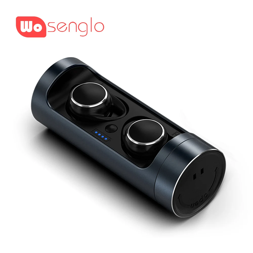 Wosenglo Bluetooth 5,0 наушники истинные беспроводные стерео мини-наушники в ухо вкладыши Встроенный микрофон с зарядным устройством для ios Android - Цвет: Black