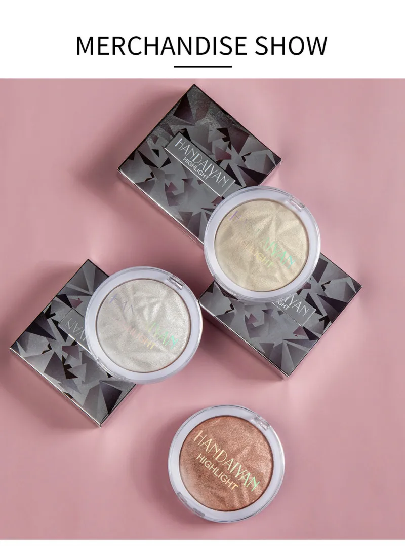 HANDAIYAN 6 Colors 3D Shimmer Highlighter Face Powder Palette Face Base Shine Makeup Natural Professional Powder Shimmer Makeup