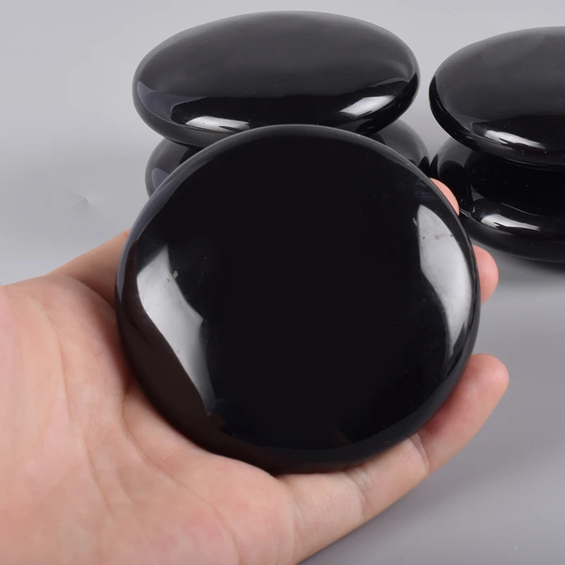 Большой камень для горячего массажа обсидиан натуральный чакр лечебный спа