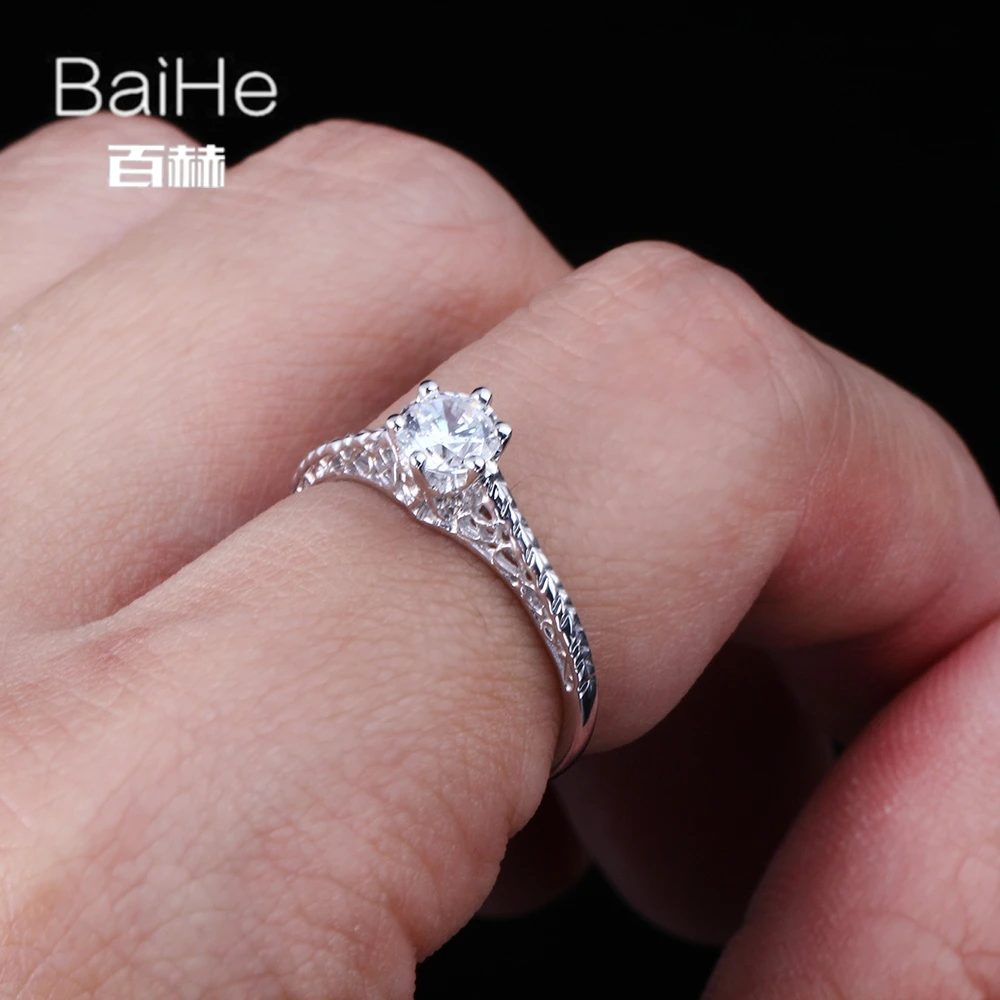 

BAIHE Sterling Silver 925 0.9CT Genuine AAA Graded Cubic Zirconia Wedding Women Trendy Fine Jewelry Cubic Zirconia Ring