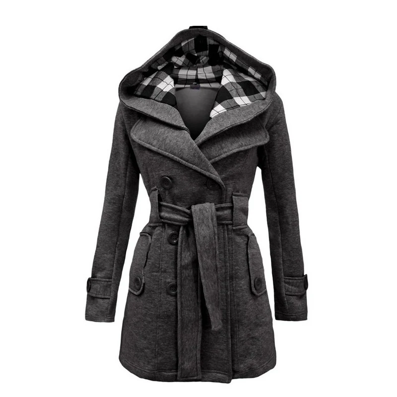 Новинка женское осенне зимнее пальто с капюшоном имитация шерсти длинное