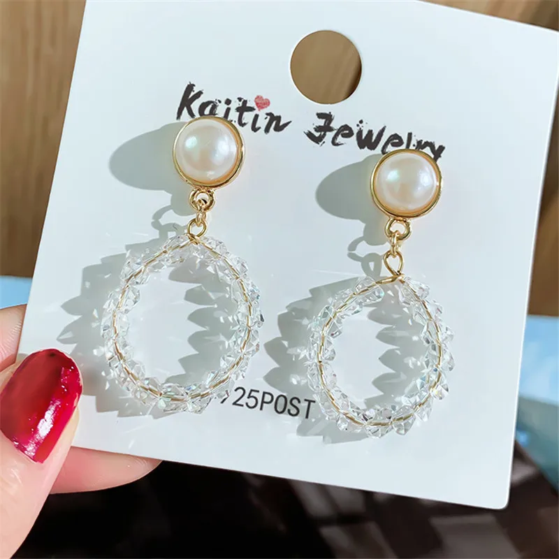 FYUAN модные круглые геометрические Висячие серьги для женщин Bijoux Розовый Белый