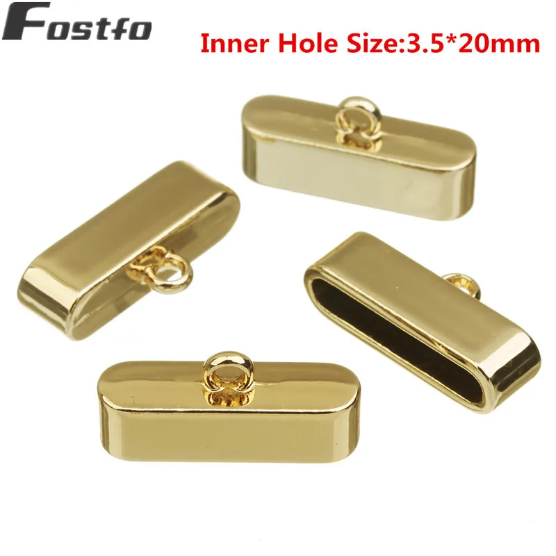 3.5mm20mm gold Fostfo 10 шт./лот наконечники для браслетов Обжимные бусины Застежка из металлического сплава для плоского кожаного шнура концевые застежки Разъемы Diy Изготовление ювелирных изделий - Цвет: 3.5mm20mm gold