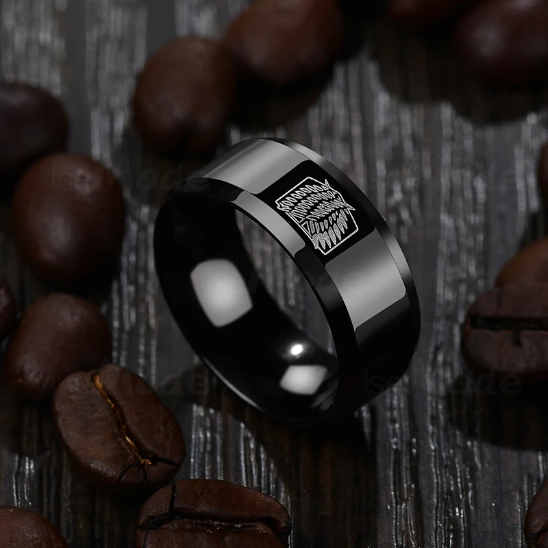 ELSEMODE атака на Титанов черное титановое кольцо из нержавеющей стали крылья флаг