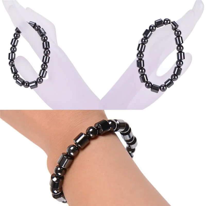 Women Black Magnetic Bracelet Beads Magnet Hematite Beads Bracelet Men's Slimming Bracelets Hematite Stone Therapy Health Care