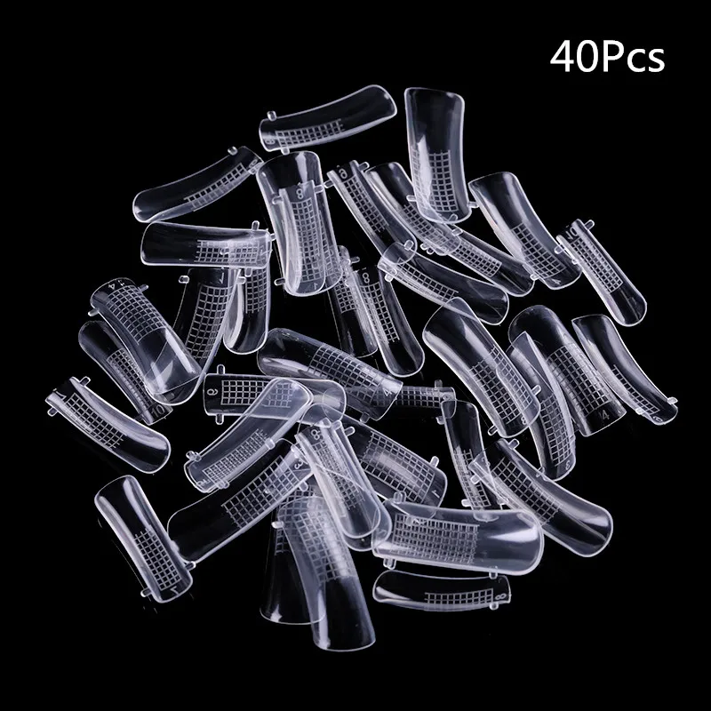 40pcs 1 мешок перфорации Длинные Накладные поддельные Маникюр для кончиков ногтей Искусственные ногти салон половина покрытия советы белый прозрачный Натуральный Бежевый инструменты для ногтей - Цвет: 40pcs