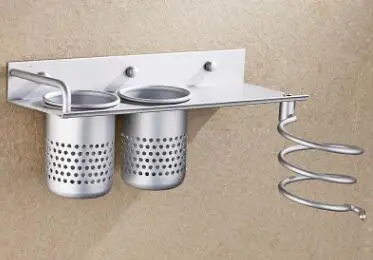 2Cups Rack Сплав ванная комната Фен держатель для хранения Органайзер стойка расческа зубная паста щетка держатель ванная комната набор - Цвет: 2Cups Rack