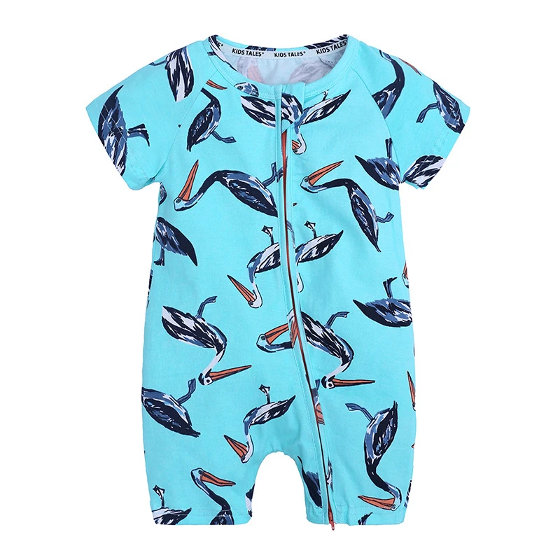 Детский комбинезон с коротким рукавом принтом в виде животных цветов кленовых