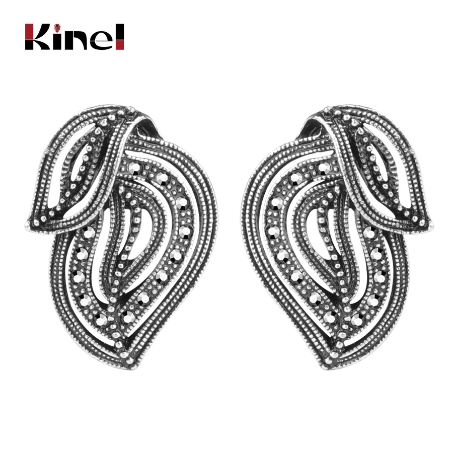 Женские винтажные серьги-гвоздики Kinel большие серьги серебристого цвета в стиле