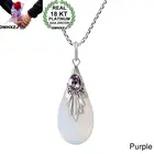 OMHXZJ оптовая продажа, Европейская мода, женские, вечерние, подарок, капли воды, лунный камень, AAA, цирконий, 18 кт, белое золото, подвеска, ожерелье NA01