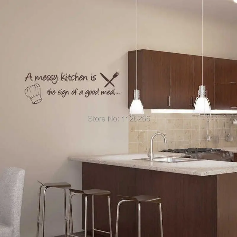 A Messy Kitchen the Sign of a Good Meal Quote Wall Decal Home Sticker Vinyl Letters Decor | Дом и сад