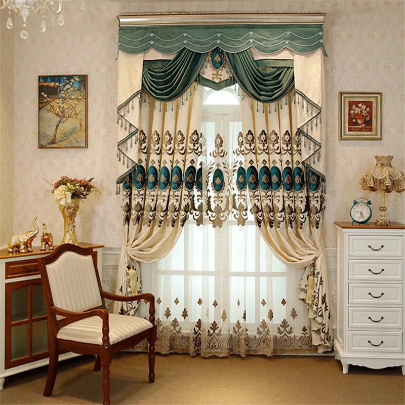 Европейская роскошная Высококачественная вышитая затемненная занавеска s с