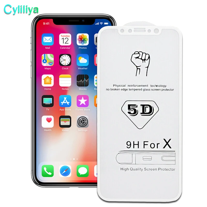 5D Защита экрана для iPhone X Edge полное изогнутое закаленное стекло премиум класса с