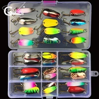 10pcs 30ocs mixed colors fishing lures spoon bait set metal lure kit sequins fishing lures with box treble hooks fishing tackle