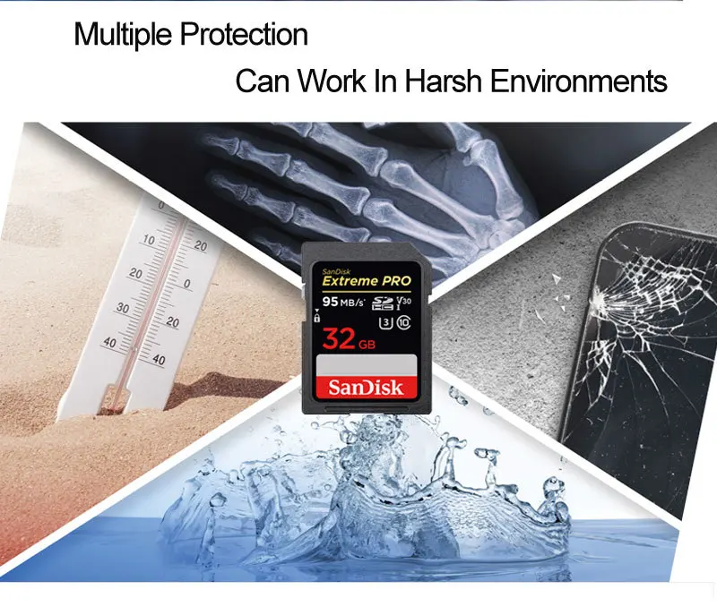 SanDisk SD карта 16 ГБ 32 ГБ 64 Гб 128 ГБ 256 Гб карта памяти 80 МБ/s-95MB/с для Canon Nikon SLR Камера Съемки 4K видео