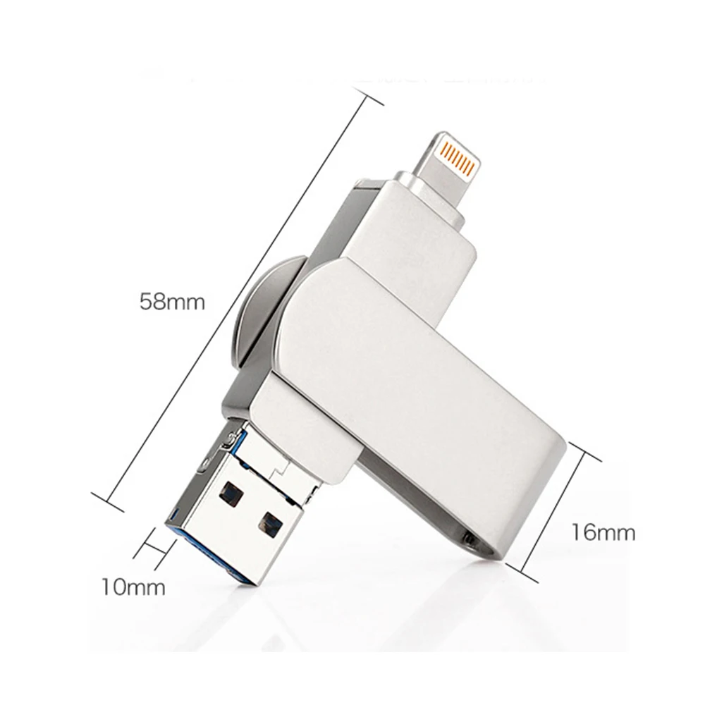 Новинка, 3 в 1, USB3.0 флеш-накопители, 128 ГБ, карта памяти, внешнее хранилище для iPhone, iPad, iOS, MacBook, Windows, Android и компьютера