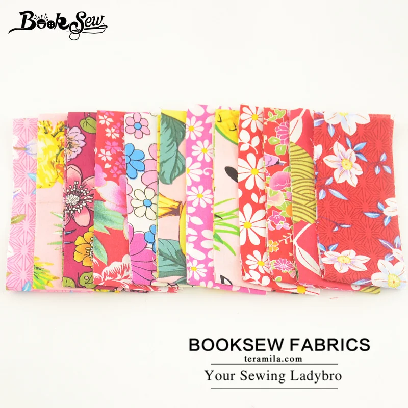 Booksew хлопок поплин Ткань розовый и красный желе рулонов полосы 12 шт./лот 5 см x 50 см Вышивание ткани стеганой отделкой ремесло куклы лоскутное