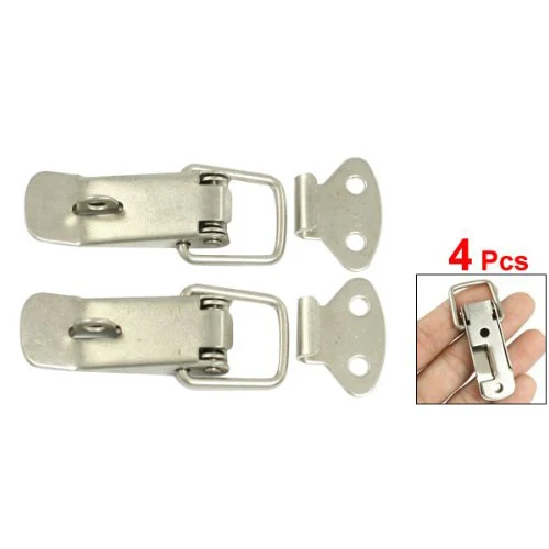 CLOS New 4 Pcs Silver Hardware Cabinet Boxes Spring Loaded Latch Catch Toggle Hasp | Обустройство дома
