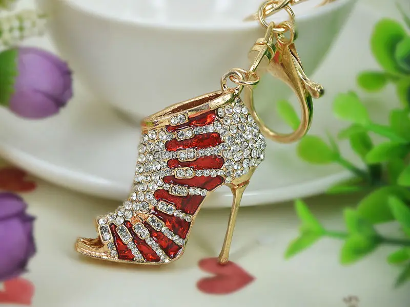 Двойная красная обувь на высоком каблуке кольцо для ключей модные ювелирные