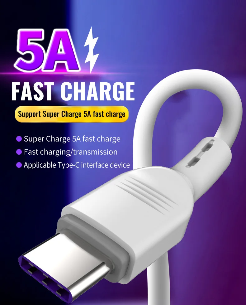 Uverbon 5A USB C кабель QC3.0 type C кабель для huawei mate 20 P20 Pro Honor 20 супер быстрое зарядное устройство type C USB C Быстрая зарядка