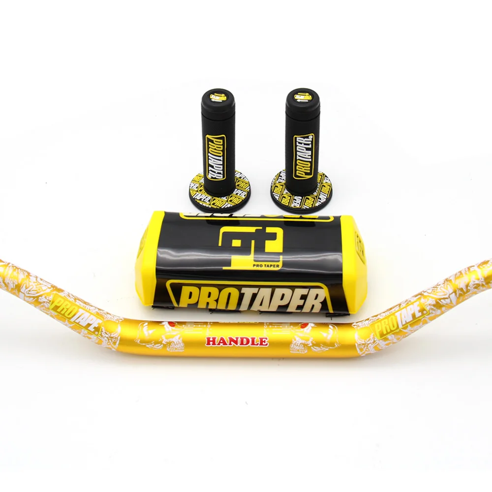 Золотой PRO Taper ручки металлические Mulisha пакет Жир Бар 1-1/" PROTAPER руль колодки грязь питбайк Мотокросс Мотоцикл CRF KLX KTM - Цвет: Золотой