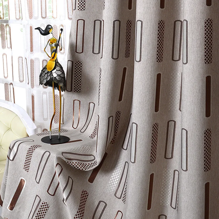 Льняные занавески в современном стиле Короткие жаккардовые с геометрическим