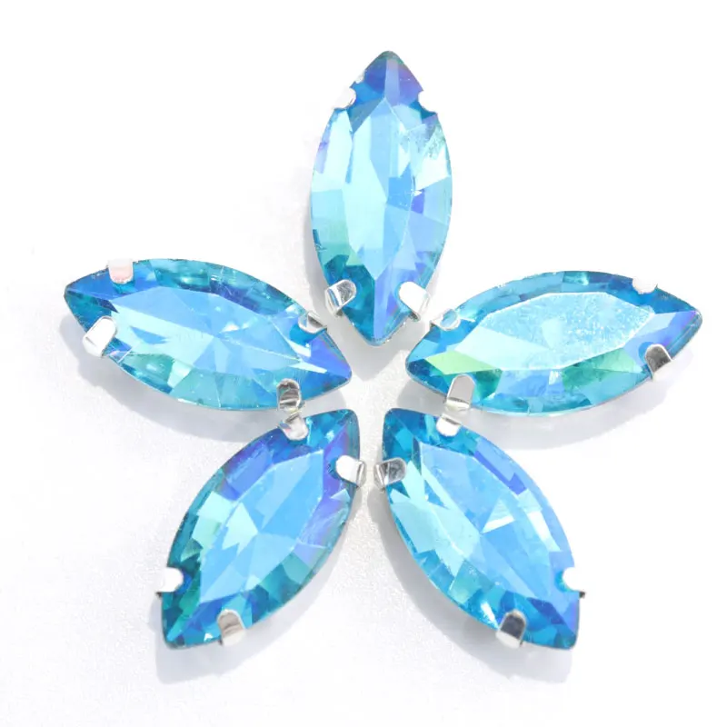 Стеклянный лошадиный глаз АБ цветов пришивные стразы с когтями и плоской задней