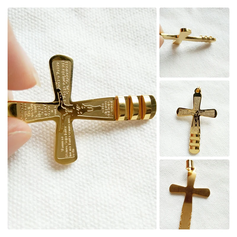 ELSEMODE Библия молитвенный крест подвеска ожерелья золотой цвет нержавеющая сталь