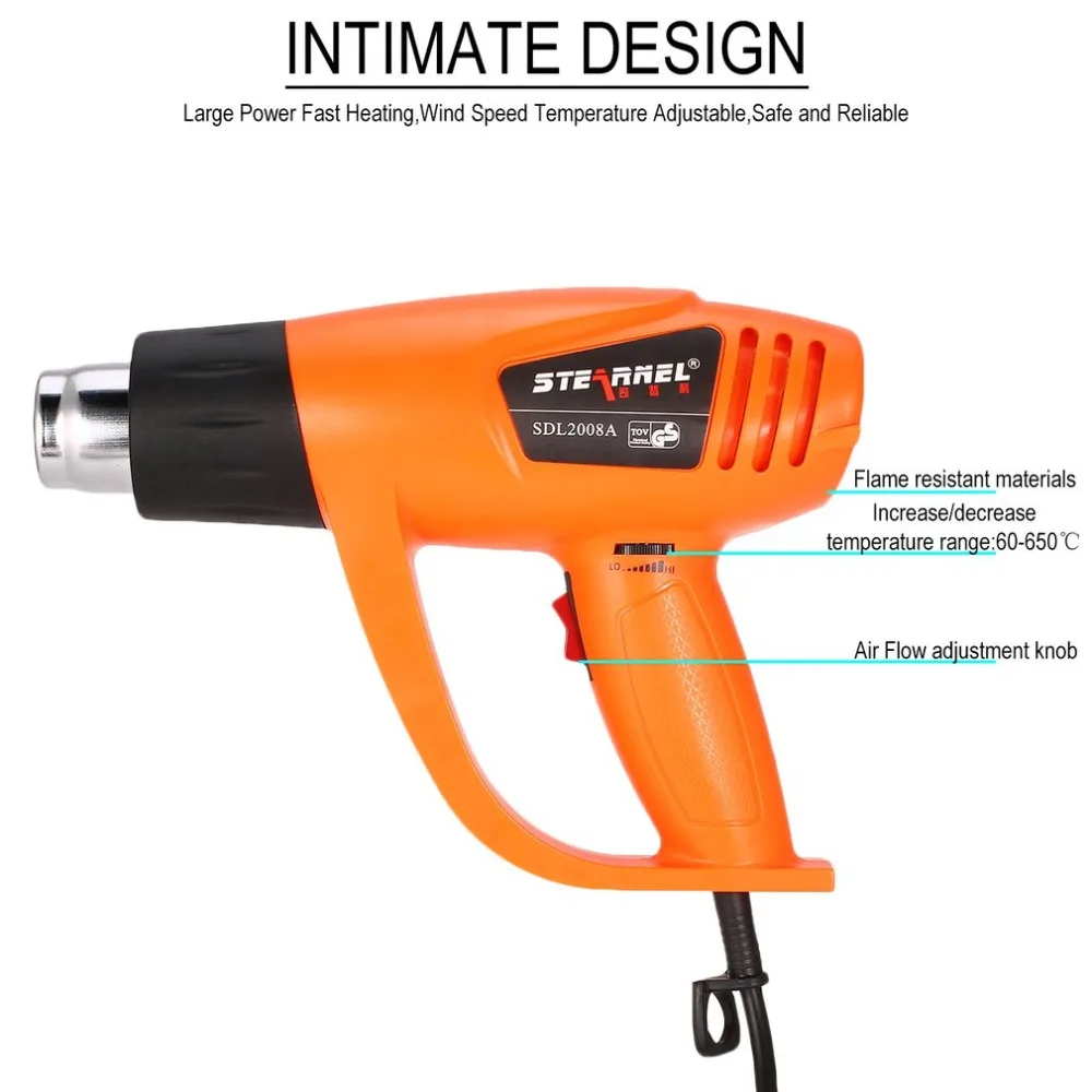 SDL 2008A 2000 Вт Электрический тепловой пистолет горячего воздуха с регулируемой