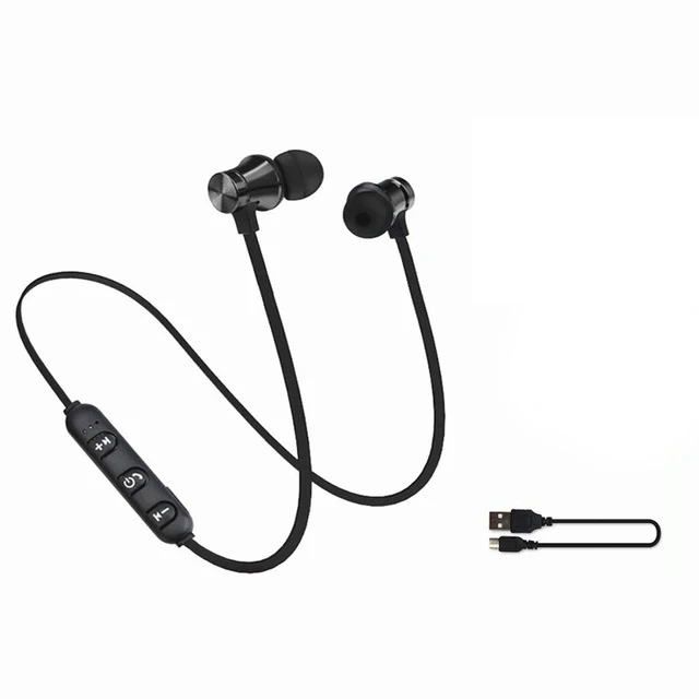 Спортивные Беспроводные bluetooth наушники для xiaomi Bluetooth 4,1 наушники для iPhone huawei p умные магнитные наушники - Цвет: Черный