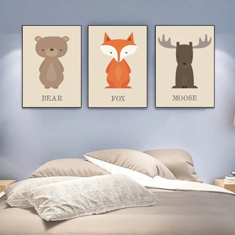 Милые лисички Moose парусиновые постеры и принты медведя детские костюмы с